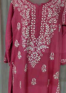 Peach Chikankari Kurti