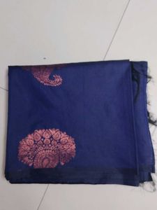 Navy Blue border less Saree