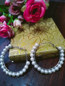 Pearl White Hoop Earrings