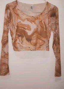 Trendy Marble Print Crop Top