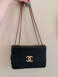 Black Crocodile Chain Bag
