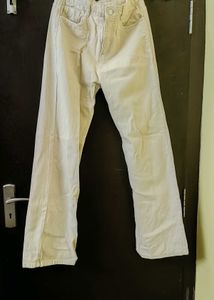 Beige Wide Leg Jeans