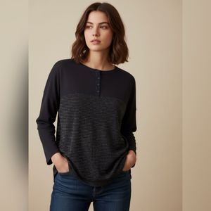 Navy Patterned Top