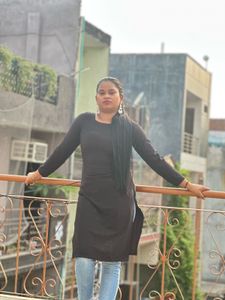 Black Satin Straight Kurti Only One Time Used