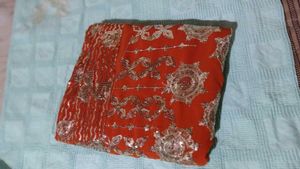 Elegant Orange Sequin Saree