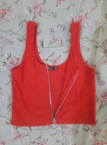 Red Zipper Crop-top