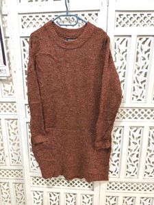 ✈️ Imported Cozy Brown Knit Sweater Dress A