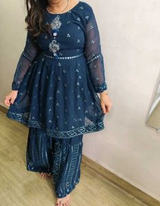 Teal Embellished Gharara Suit