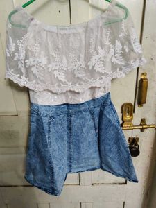 Beautiful White Blue Short 👗 Dress