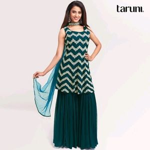 Blue Colour Sarara Set With Dupatta.