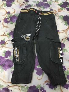 Boys Black Denim Cargo Pants Shirt