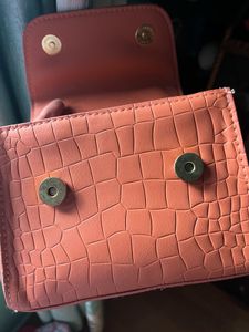 Crocodile Embossed Top Handle Bag