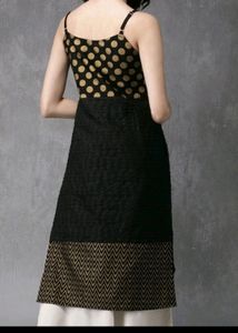 Anouk black and gold toned a-line kurta size M - 3