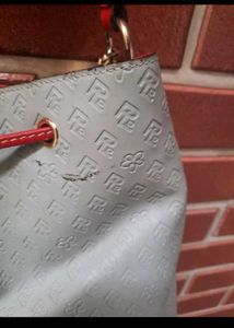 Gray &amp; Red Bucket Bag