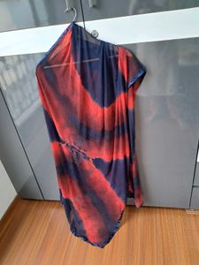 39) Red &amp; Navy Tie-Dye Dupatta