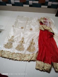 Elegant Red & Gold Party Wear Saree