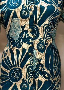 Blue Floral Beach Print Formal Top