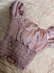 Stylish Women&#39;s Lavender Satin Top