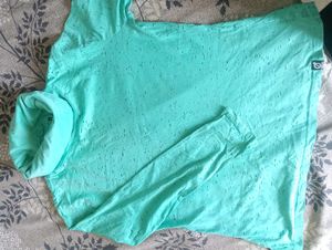 Aqua Cowl Neck Top