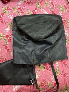Black Tote Bag with Pouch