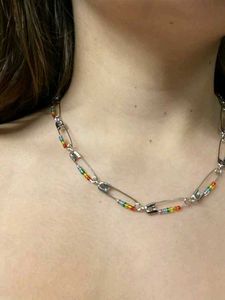 Y2K safety pin necklace🧷🌈