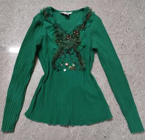 Nordic Inspired Green Stretchy Sweater