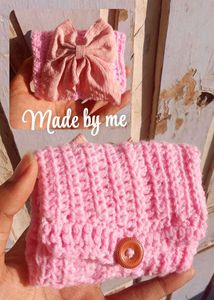 Handmade Crocheted Pink Pouch