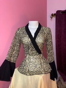 y2k floral semi sheer top