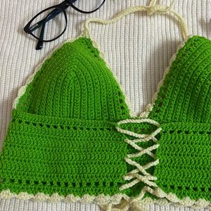 Crochet Halter Top - Green