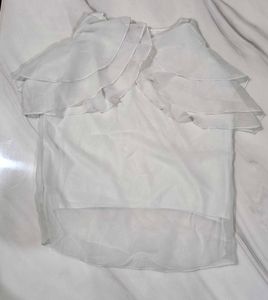 White Ruffle Sleeve Top