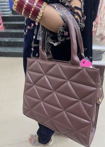 Quilted Brown Tote Bag