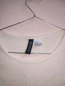H&amp;M White Tie Hem Cropped Tee