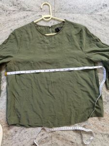 Olive Green Flounce Sleeve Top