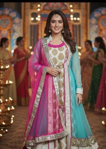 Elegant Dual-Tone Anarkali Gown