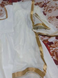 Beautiful  Pearls &amp; Embroidery Kurta With Duppatta