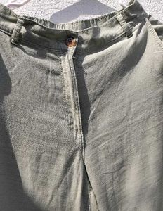 H&amp;m Sage Green Linen Blend Trouser