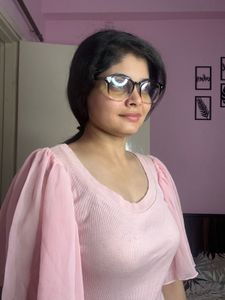 Pink Ribbed Top with Chiffon Sleeves