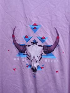 Lilac Bull Skull Graphic Tee