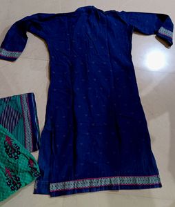 Price Drop! Royal Blue Pure Cotton Kurta Stitched