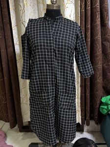 Checkered Black Kurta