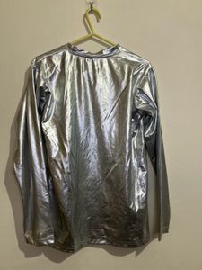 Stylish Silver Long Sleeve Top