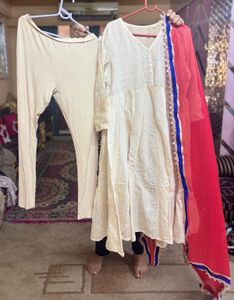 Kalidar Kurta Set With Attached Mul Cotton Inn