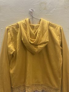 Cute Yellow Hoodie with Lace Detail