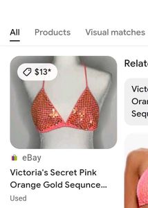 Victoria&#39;s Secret Orange Pink Bikini Top