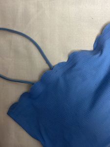 Blue Crop Top &amp; Black Shorts Set