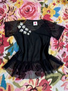 Price Drop‼️Stylish Black Sheer Top