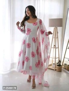 Floral Anarkali Gown Duppatta