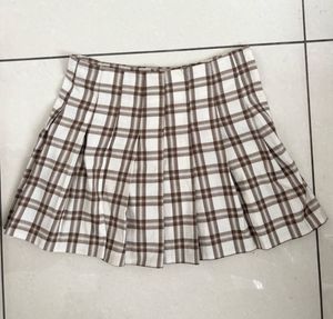 Brown Plaid Mini Skirt