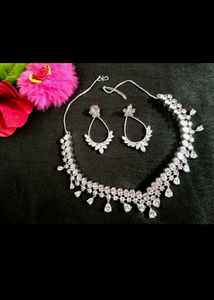 AD Stone Zircon Necklace Set With Earrings