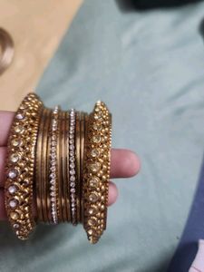 Gold &amp; Crystal Bangle Set